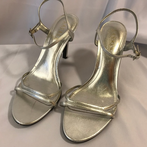 Ralph Lauren Silver Leather Heels Shoes 